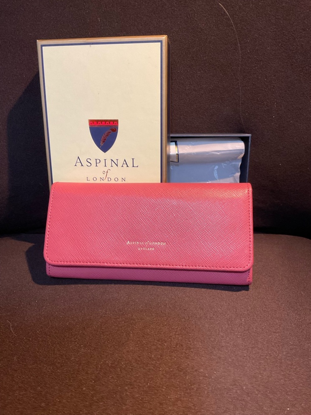Aspinal of London Coral Pink Saffiano Leather Wallet